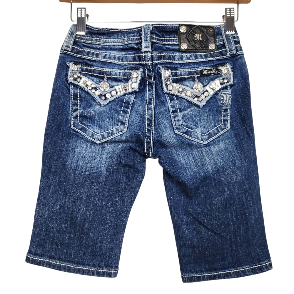 Miss Me Denim Crystal Embelleshed Bermuda Jean Shorts JK5755M6 Girls Size 12